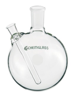 Chemglass Life Sciences 500mL Single Neck  Round Bottomed Flask, 24/40 Outer Joint, Thermowell