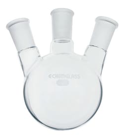 Chemglass Life Sciences Flask, Round Bottom, 12000mL, Heavy Wall, 3-Neck,