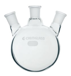 Chemglass Life Sciences&nbsp;Flask, Round Bottom, 500mL, Heavy Wall, 3-Neck, 19/22 CN - 14/20 SN's Angled 20°