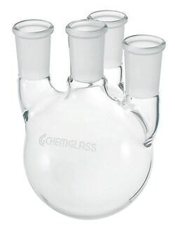 Chemglass Life Sciences&nbsp;Flask, Round Bottom, 2000mL, Heavy Wall, Vertical 4-Neck, 24/40 CN, 24/40 SN's