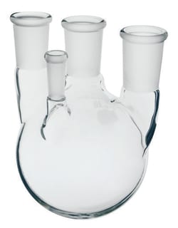 Chemglass Life Sciences&nbsp;Flask, Round Bottom, 250mL, Heavy Wall, 4-Neck, 29/26 CN - 29/26 SN's, 10/30 Thermometer Joint