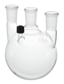 Chemglass Life Sciences&nbsp;Flask, Round Bottom, 3000mL, Heavy Wall, 4-Neck, 24/40 CN - 24/40 SN's, # 7 Chem-Thread Side Neck