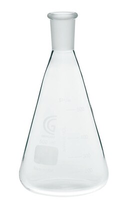 Chemglass Life Sciences 500mL Erlenmeyer Flask, 29/42 Outer Joint, Graduated,