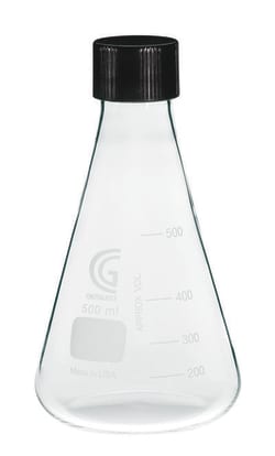 Chemglass Life Sciences 125mL Erlenmeyer Flask, 24-410 GPI Screw Thread,