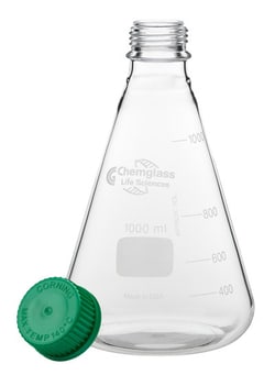 Chemglass Life Sciences 1L ERLEN FLASK GL45 W/CAP, RNG, Quantity: Each