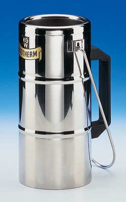 Chemglass Life Sciences Flask, Dewar, 2L, Stainless Steel, Side Grip and Carrying Handle, 100mm ID X 285mm Inside Depth, 122mm OD X 312mm Height