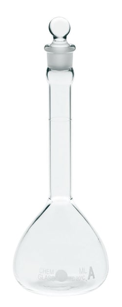 Chemglass Life Sciences 1000mL Volumetric Flask, Class A, #22 Outer Stopper