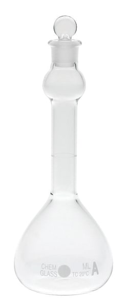 Chemglass Life Sciences&nbsp;10mL Volumetric Flask, Class A, #9 Outer Stopper Neck, Mixing Bulb
