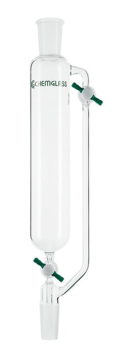 Chemglass Life Sciences 1000mL Addition Funnel, 24/40 Joint Size, 4mm Stopcock, 520mm OAH