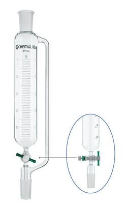 Chemglass Life Sciences 10mL Addition Funnel, Graduated, 14/20 Joint Size,