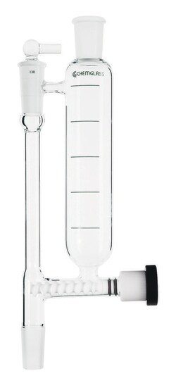 Chemglass Life Sciences 500mL Powder Addition Funnel, 29/42 Joint Size, Auger B