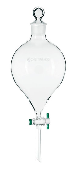 Chemglass Life Sciences 5L Globe Shaped Separatory Funnel, Large Capacity,