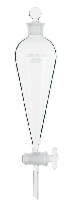 Chemglass Life Sciences 6000mL Separatory Funnel, Squibb, #38 Outer Stopper Neck, 10mm Glass Stpk