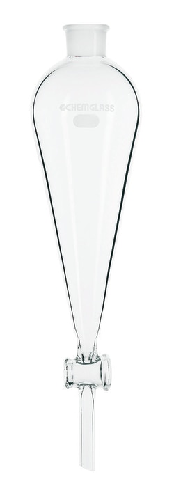 Chemglass Life Sciences 60mL Separatory Funnel, Squibb, #16 Outer Stopper Neck, 2mm Stpk