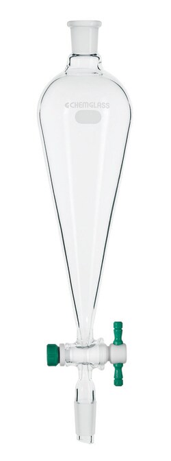 Chemglass Life Sciences 25mL Separatory Funnel, Squibb, 14/20 Joint Size