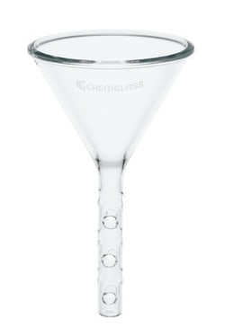 Chemglass Life Sciences Funnel, Solvent Addition, Stem 12mm OD X 100mm Long