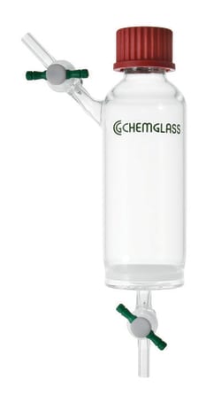 Chemglass Life Sciences 500mL Peptide Synthesis Vessel, Solid Phase, Medium Frit, GL 32 Thread