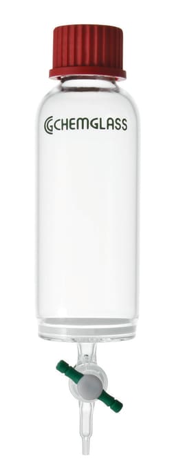 Chemglass Life Sciences 25mL Peptide Synthesis Vessel, Solid Phase, Luer, Medium Frit, GL 25 Thread