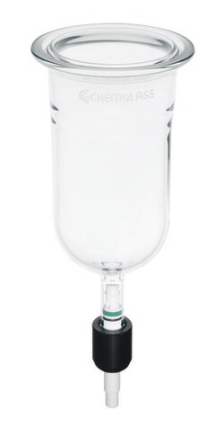 Chemglass Life Sciences&nbsp;1000mL Reaction Vessel, Unjacketed, 100mm Schott O-Ring Flange, 6mm Chem-Drain Valve