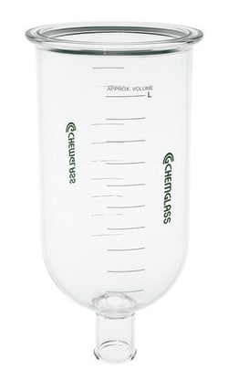 Chemglass Life Sciences Reaction vessel, cylindrical, unjacketed, Capacity Liters: 20, Flange I.D. (mm): 200, Valve Style: 2