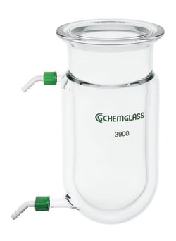 Chemglass Life Sciences 2000mL Reaction Vessel, Cylindrical, Jacketed,