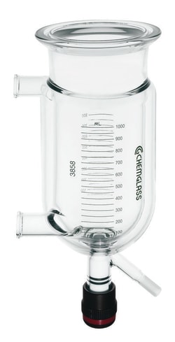 Chemglass Life Sciences 500mL Reaction Vessel, Jacketed, 100mm Schott O-Ring