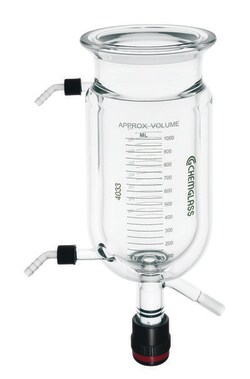 Chemglass Life Sciences 1000mL Reaction Vessel, Jacketed, 100mm Schott