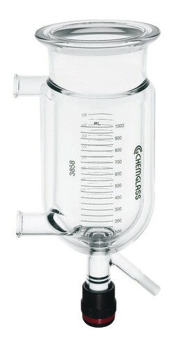 Chemglass Life Sciences 1000mL Reaction Vessel, Jacketed, 100mm Schott O-Ring Flange, 3/4