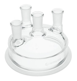 Chemglass Life Sciences Reaction Vessel Lid, 4-Neck, 45/50 Center Neck, 3-45/50 Side Necks, 200mm Schott Flange
