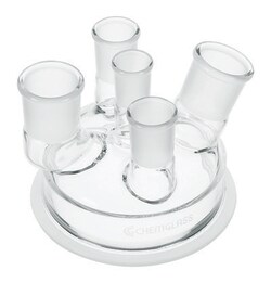 Chemglass Life Sciences Reaction Vessel Lid, 5-Neck, 150mm Schott Flange,