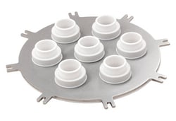 Chemglass Life Sciences Reaction Vessel Lid, Stainless Steel, 300mm, 7-Neck, 106mm Center to Center Spacing on necks