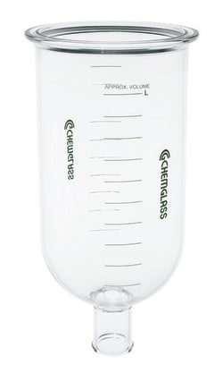 Chemglass Life Sciences Reaction vessels, unjacketed, Capacity Liters: 50, Flange I.D. (mm): 300, Valve Style: 2