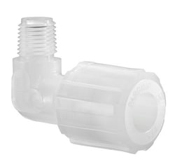 Chemglass Life Sciences PFA 90° Adapter, 1/2" Compression to 1/4" NPT,