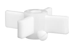 Chemglass Life Sciences&nbsp;Agitator, PTFE, 10mm, Four Blade, 75mm Dia, Fits Shaft Size 10mm, 90° Impeller Angle