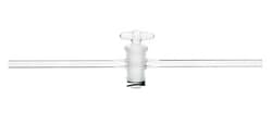 Chemglass Life Sciences&nbsp;Stopcock, Straight Bore, Glass Plug, 4mm Bore, 17/40 Plug Size, 10mm OD Sidearms, #4 Clip Size