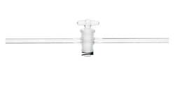 Chemglass Life Sciences&nbsp;Stopcock, Straight Bore, Glass Plug, 6mm Bore, 20/44 Plug Size, 12mm OD Sidearms, #5 Clip Size