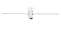 Chemglass Life Sciences&nbsp;Stopcock, Straight Bore, Glass Plug, 8mm Bore, 25/52 Plug Size, 16mm OD Sidearms