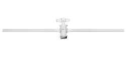 Chemglass Life Sciences&nbsp;Stopcock, Straight Bore, Glass Plug, Capillary Arms, 2mm Bore, 12/30 Plug Size, 7.5mm OD Sidearms, #1 Clip Size