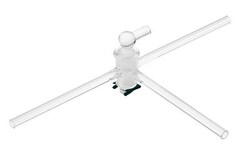 Chemglass Life Sciences&nbsp;Stopcock, T-Bore, Glass Plug, 2mm Bore, 17/40 Plug Size, 8mm OD Sidearms, #4 Clip Size