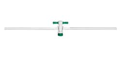 Chemglass Life Sciences&nbsp;Stopcock, Straight Bore, Micro, PTFE Plug, 1mm Bore, 10/15 Plug Size, 6mm OD Sidearms