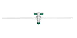 Chemglass Life Sciences&nbsp;Stopcock, Straight Bore, 1-Arm Capillary, PTFE Plug, 2mm Bore, 11/25 Plug Size, 7mm & 8mm OD Sidearms