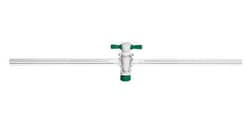 Chemglass Life Sciences Stopcock, Straight Bore, Both Arms Capillary, PTFE Plug, 2mm Bore, 11/25 Plug Size, 7mm OD Sidearms