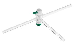 Chemglass Life Sciences&nbsp;Stopcock, T-Bore, PTFE Plug, 6mm Bore, 24/40 Plug Size, 12mm OD Sidearms