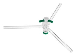 Chemglass Life Sciences&nbsp;Stopcock, 120° Bore, PTFE Plug, 4mm Bore, 16/35 Plug Size, 10mm OD Sidearms