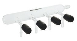 Chemglass Life Sciences Vacuum Manifold, Right Handed, 3 Ports, 0-8mm Chem-Cap Valve, 270mm Overall width