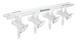 Chemglass Life Sciences Vacuum/Inert Manifold, 3 Ports, 280mm Overall Width,