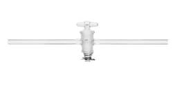 Chemglass Life Sciences&nbsp;Stopcock, Straight Bore, Glass Plug, High Vacuum, 2mm Bore, 12/30 Plug Size, 8mm OD Sidearms