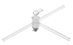 Chemglass Life Sciences&nbsp;Stopcock, T-Bore, Glass Plug, High Vacuum, 4mm Bore, 17/40 Plug Size, 10mm OD Sidearms