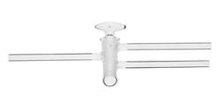 Chemglass Life Sciences Stopcock, Double Oblique, Hollow Glass Plug, High Vacuum, 4mm Bore, 16.2/56 Plug Size, 10mm OD Sidearms