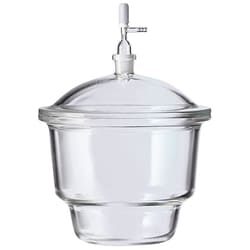 Chemglass Life Sciences Desiccator, 200mm I.D., 5.8L, Large Top with 24/29 Stpk, 190mm Plate Dia, Complete